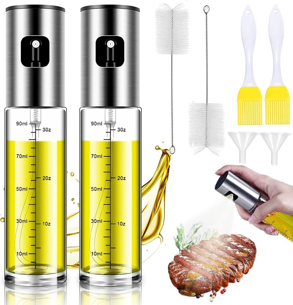 Ölspender,Öl Sprühflasche,Ölpumpe,Essig Sprüher,Öl Flasche für Küche,100ML,mit Rutschfeste Basis,Sprühflasche Öl,Olivenöl Sprühg,Öl Ze...