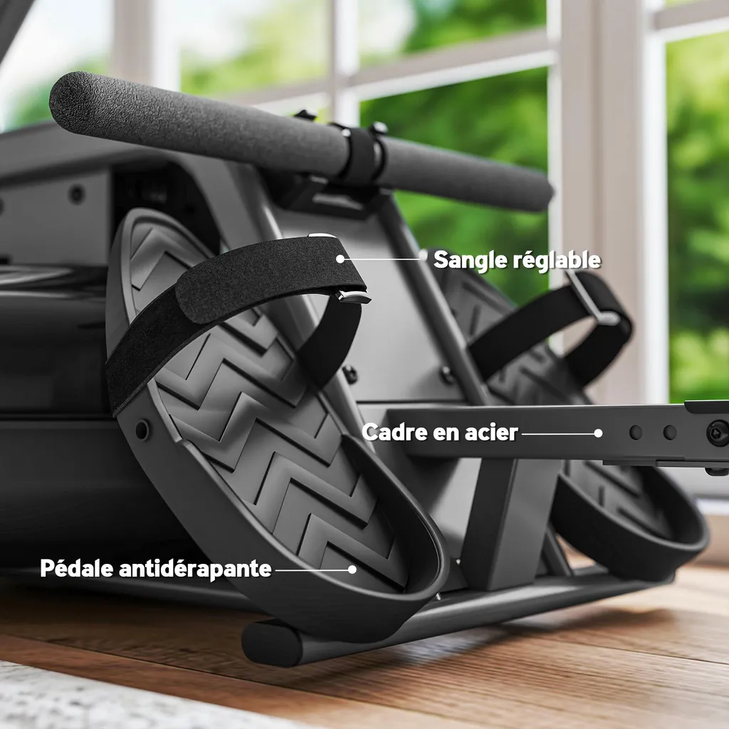 Rameur de musculation à résistance à eau avec Écran LCD SPORTNOW - 9