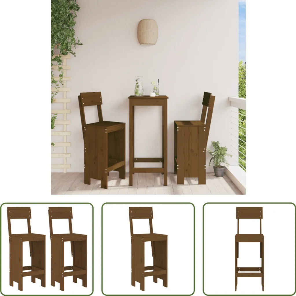 2 Sgabelli Rustici da Bar Pino Massiccio Miele 40x115,5 cm Living Store