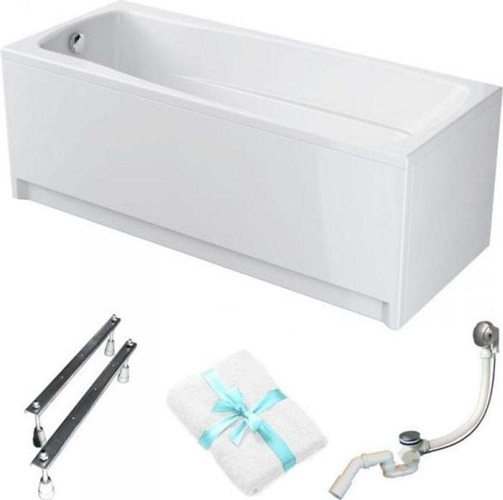Cersanit | Badewanne - Rechteckbadewanne Lana - 170x70cm - Acryl - Weiße Verkleidung - Siphon Und Füße