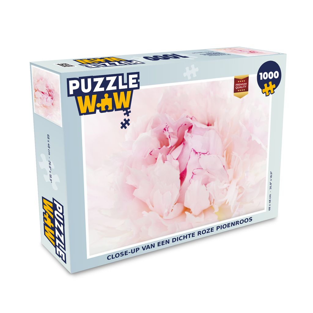 MuchoWow Puzzle 1000 Teile Nahaufnahme einer dichten rosa Pfingstrose - Erwachsene - Rätsel