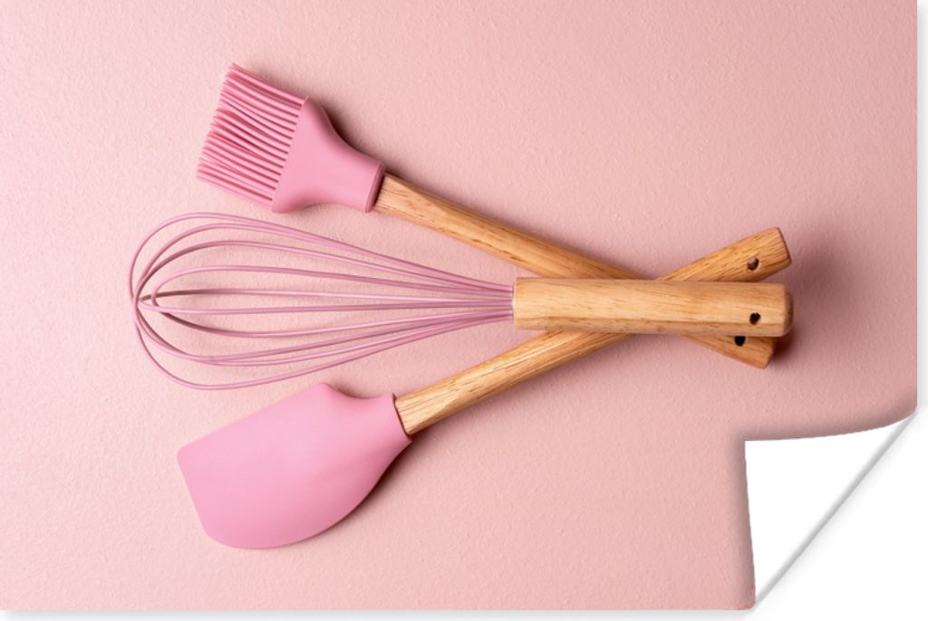 MuchoWow Poster Küchenutensilien - Rosa - Backen 180x120 cm - Fotoplakat