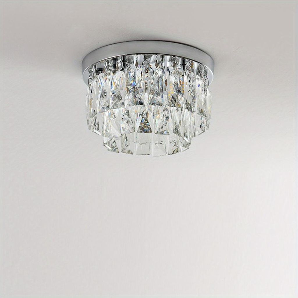 JDONG Moderne Kristall Deckenleuchte LED Deckenlampe Rundheit Lampenschirm Silber Lampen für Flur, Treppe, Wohnzimmer, Schlafzimmer, Küche, Bar