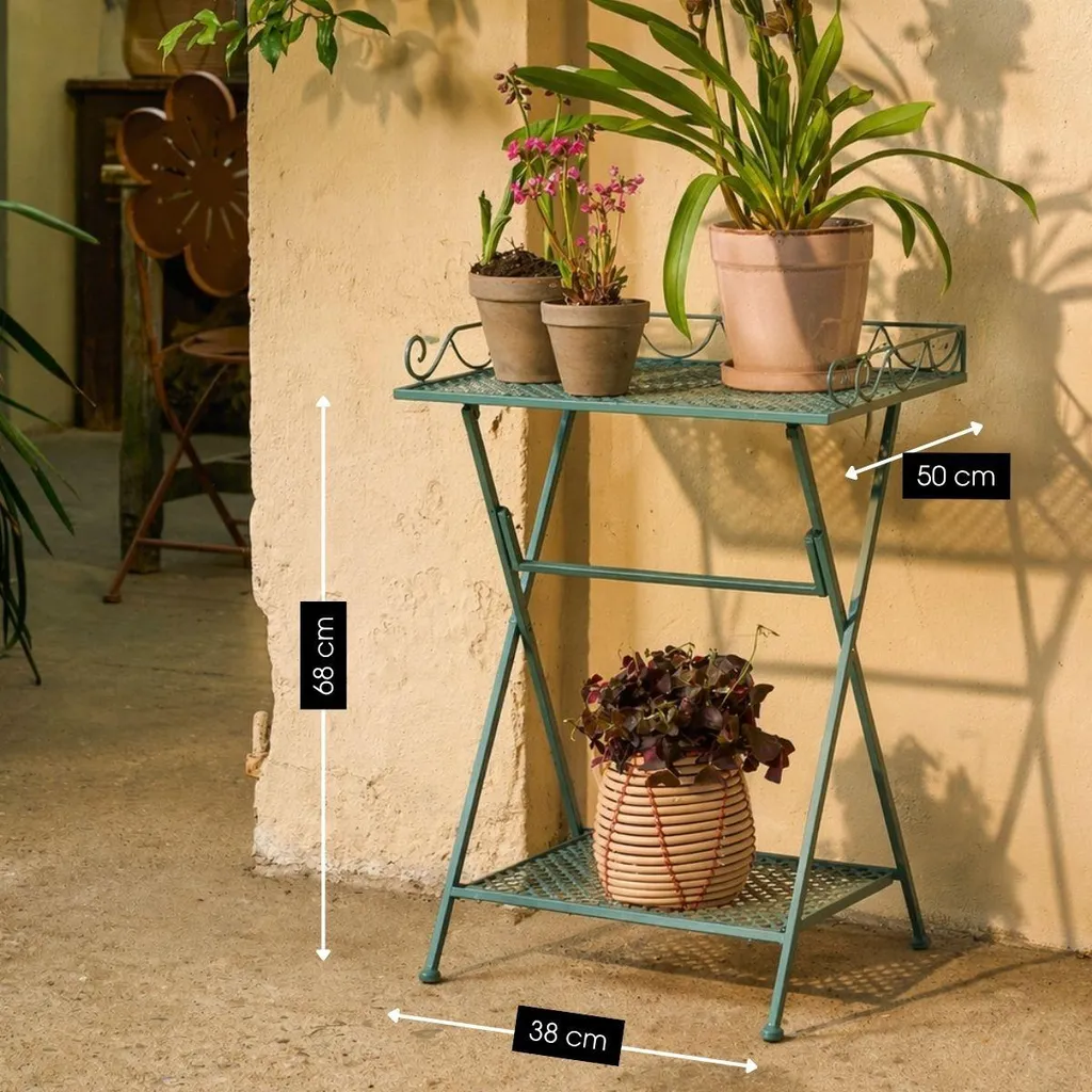 Mobilier de Balcon pour Petits Espaces - Table d'Appoint Verte Fer