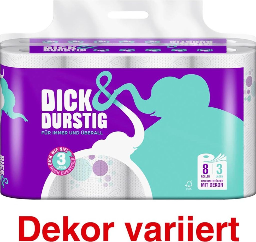 Hakle 769100 Küchenrollen DICK&DURSTIG 3-lagig 8 Rollen Zdjęcie produktu 