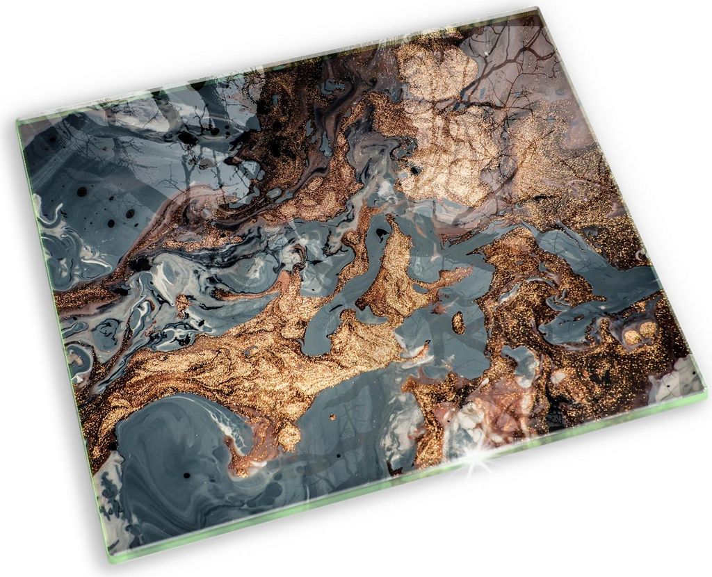 Glasplatte für Grabkerzen Gummifüße Glas Motiv - 60x52 cm - Golden Rock-Struktur