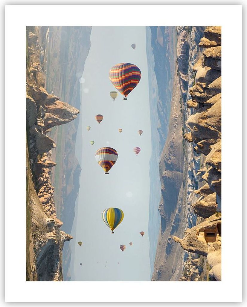 Poster - Poster ohne Rahmen - Surrealismus Flug Luftballons - 40x50 cm - Wand Bild - Wanddeko - Wandbilder - Kunstposter - Wandposter - Bilder - Ku...