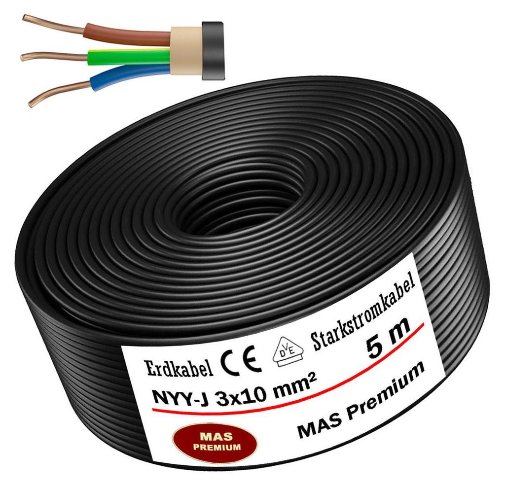 5m de câble de terre Câble de courant fort NYY-J 3x10 mm² Image du produit 