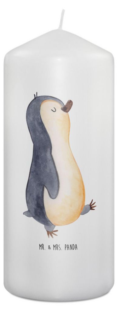 Mr. & Mrs. Panda Kerze Pinguin marschieren 19 x 8 cm - Weiß - Geschenk, Familie, Bedruckte, Erinnerungskerze, Erinnerungslicht, Wachskerze, Stolz,...