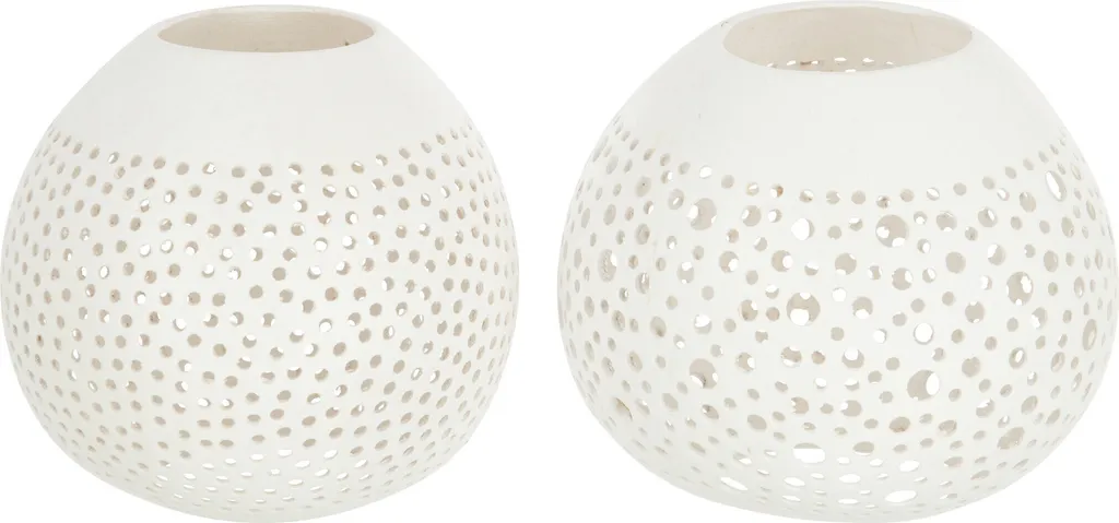 Photophore en noix de coco blanche pour bougies chauffe-plat J-Line 2pcs