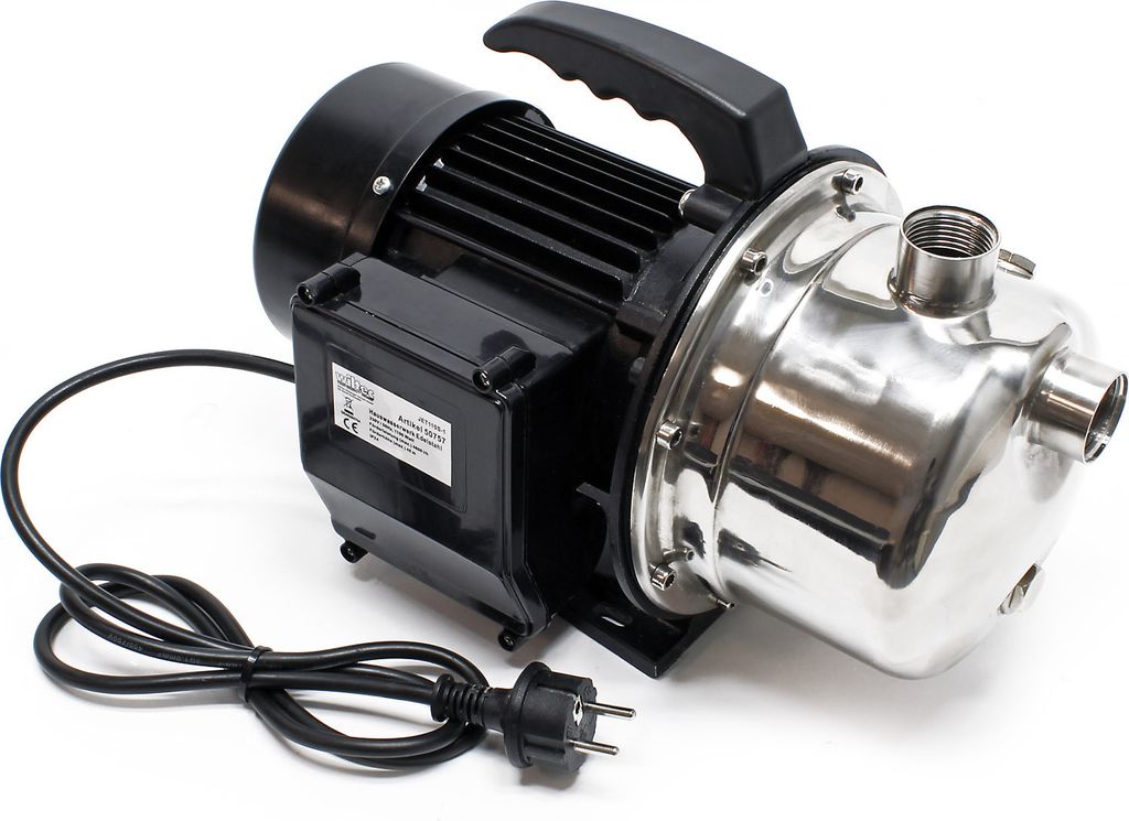 Wiltec Hauswasserwerk JET110S 1100W 4600L/h tragbare Gartenpumpe Edelstahl Hauswasserautomat Garten Wasserpumpe elektrische Pumpe