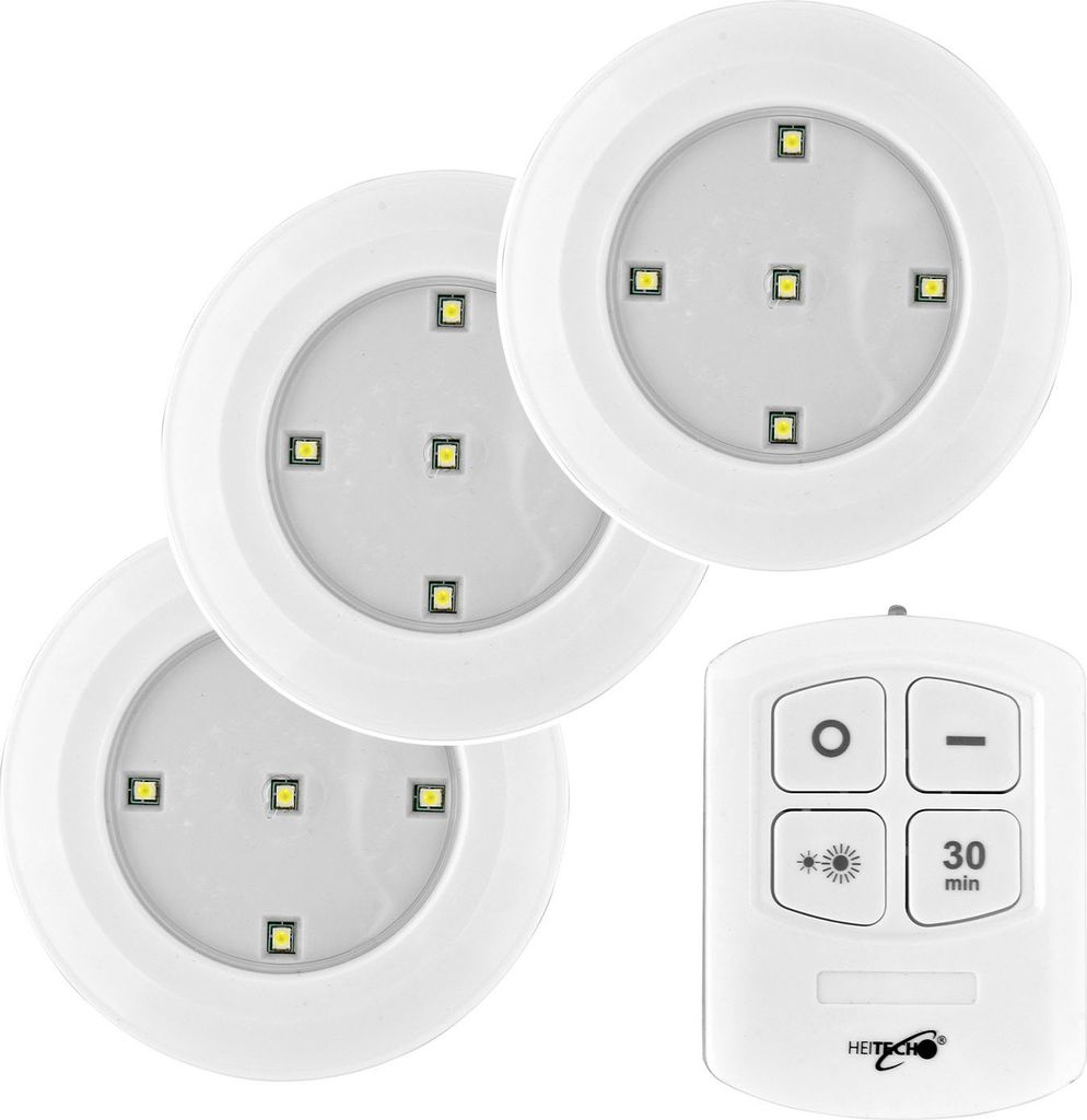 Zestaw 3 lampek LED HEITECH z pilotem zdalnego sterowania Zdjęcie produktu 1