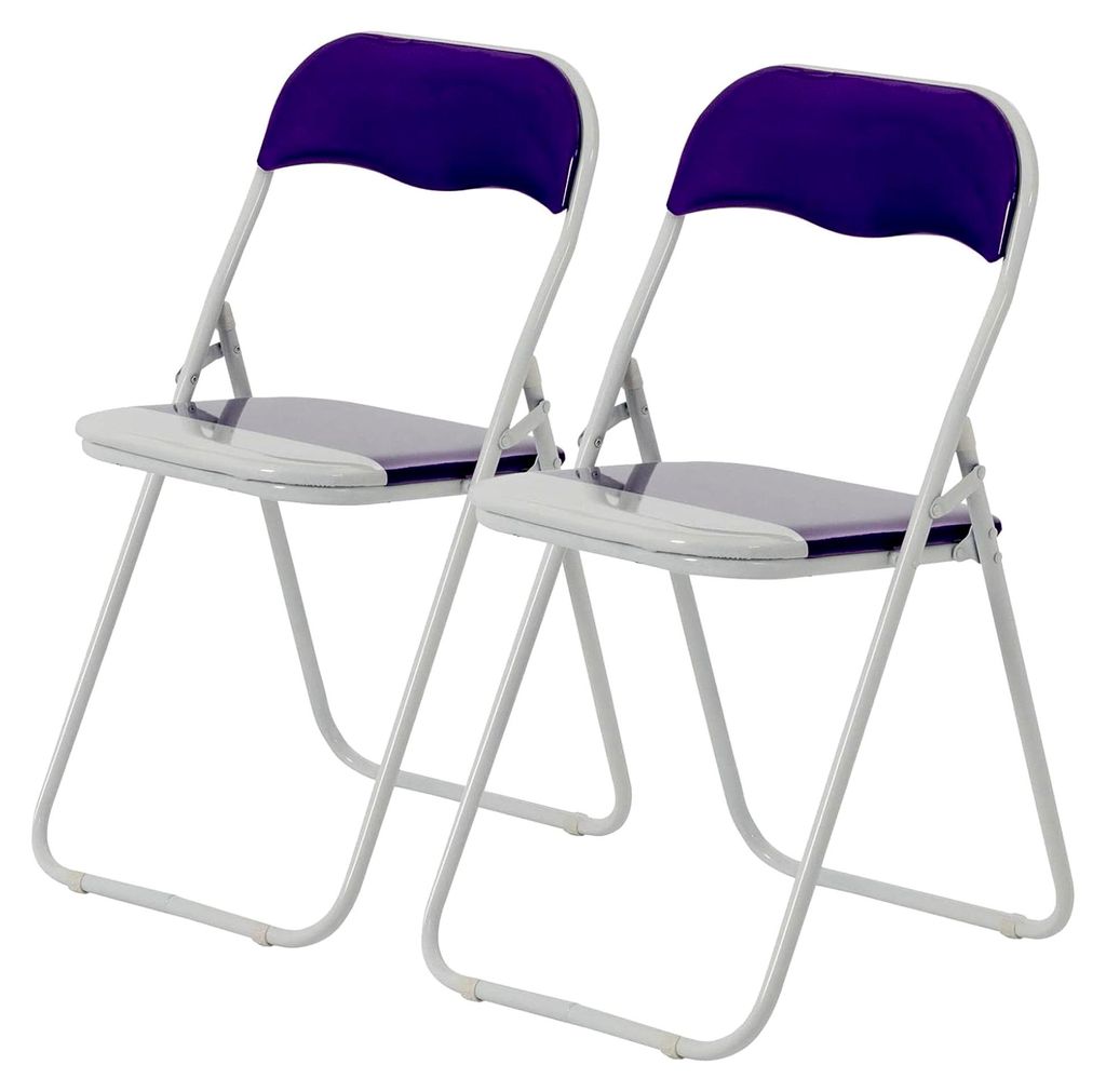 Gepolsterte Klappstühle in Lila - 2er-Set - Faltbarer Schreibtischstuhl mit Metallrahmen für Büro, Esszimmer, Küche