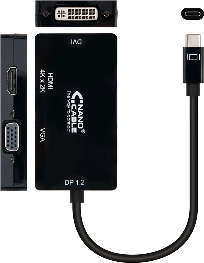 Convertisseur Vidéo USB-C Multifonction VGA HDMI DVI NANOCABLE 10cm