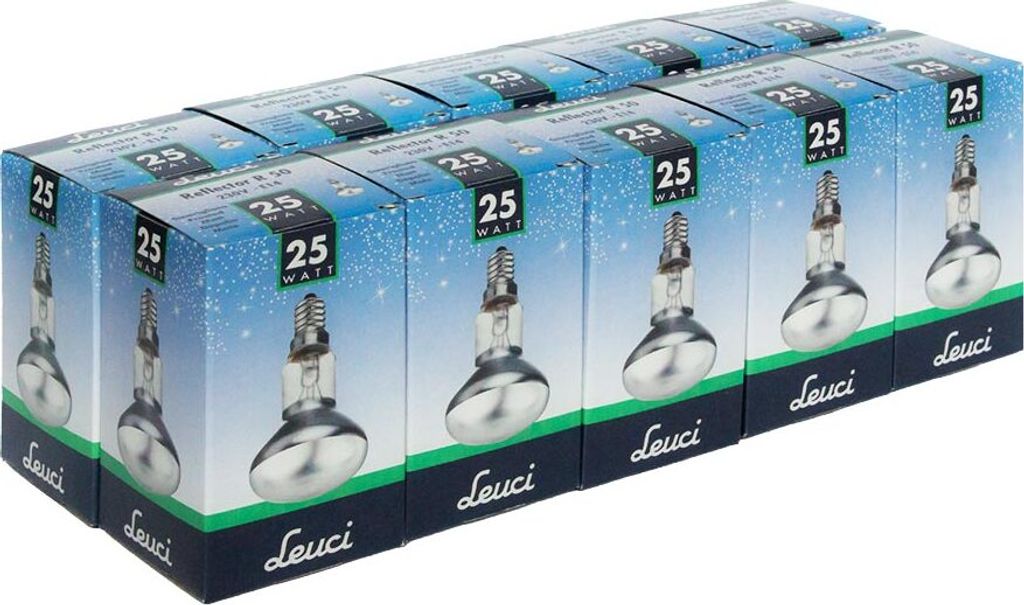 10 x Leuci Reflektor Glühbirne R50 25W E14 matt Glühlampe 25 Watt warmweiß dimmbar