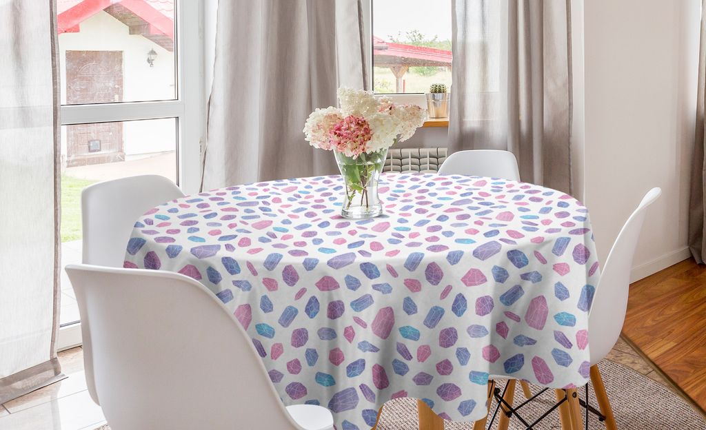 ABAKUHAUS Geologie Runde Tischdecke, Zusammensetzung der Edelsteine, Kreis Tischdecke Abdeckung für Esszimmer Küche Dekoration, 150 cm, Mehrfarbig