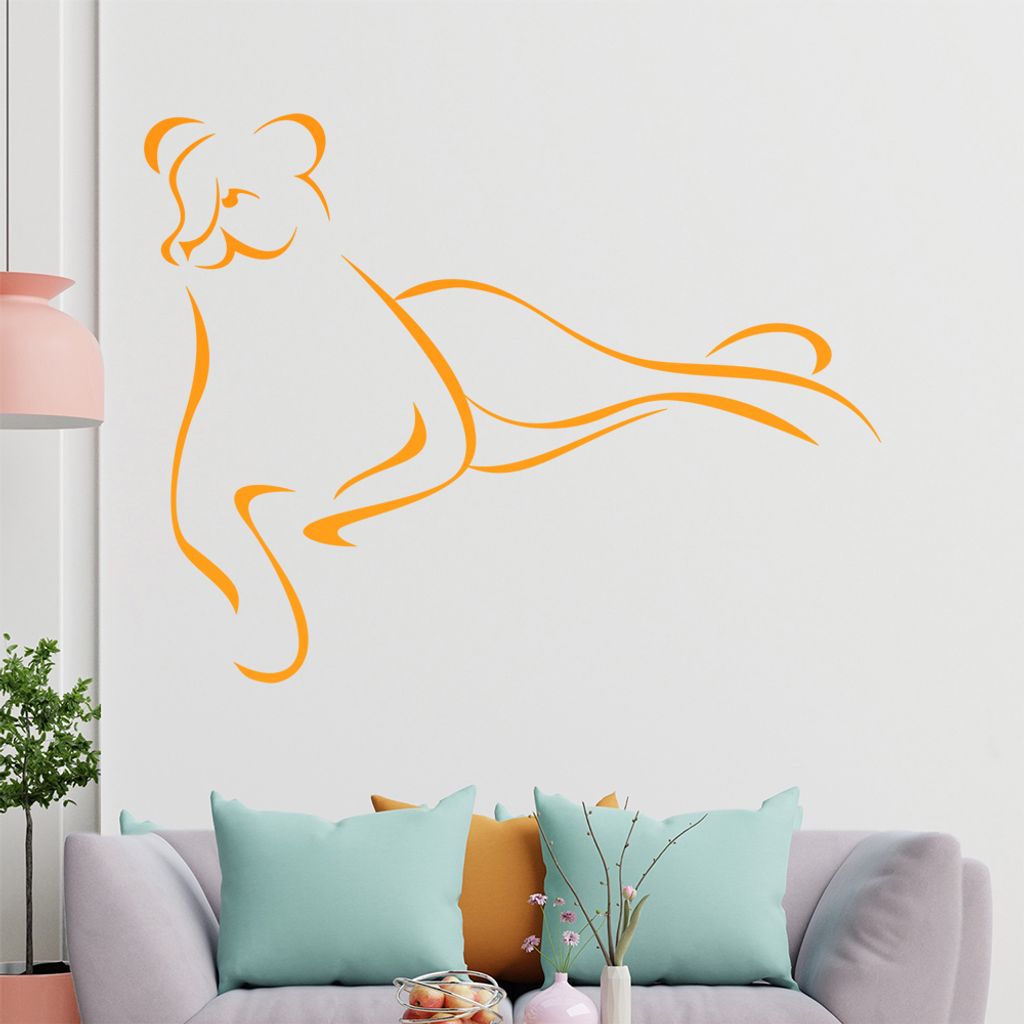 Raubkatze Linien Wandtattoo in 6 Größen - Wandaufkleber Wall Sticker - Dekoration, Küche, Wohnzimmer, Schlafzimmer, Badezimmer