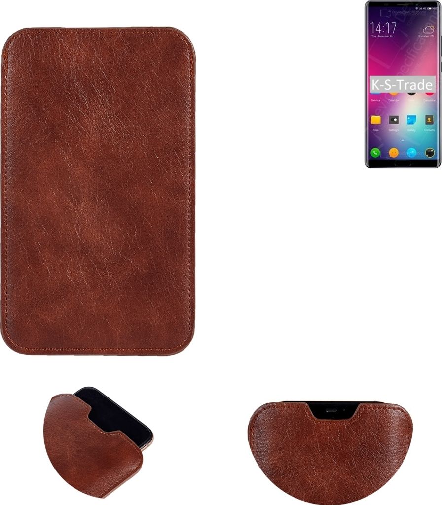 K-S-Trade Schutzhülle Handyhülle kompatibel mit Elephone P11 3D Handytasche Kunstleder Sleeve in braun