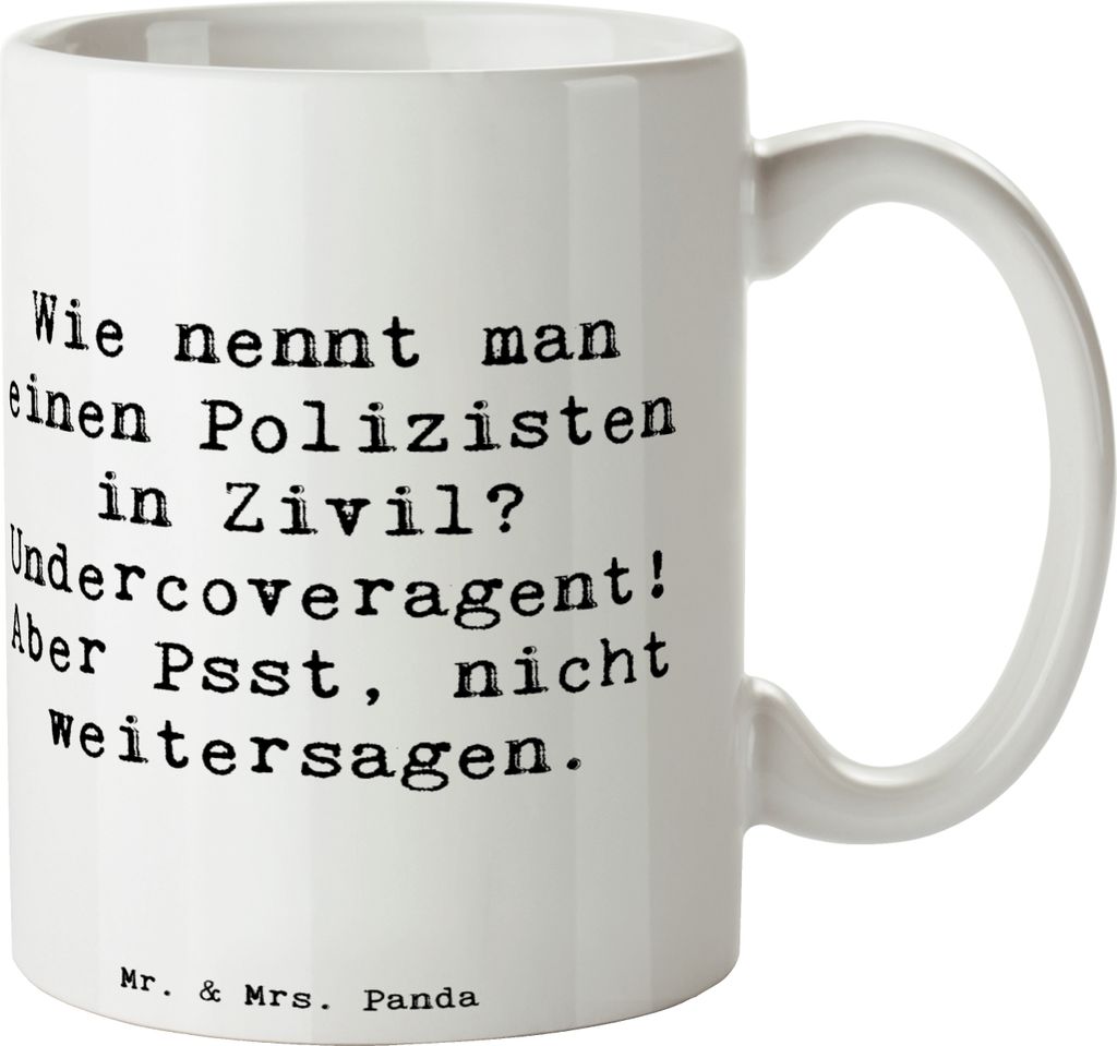 Mr. & Mrs. Panda Trinkbecher Spruch Geheimer Polizist - Weiß - Geschenk, Tasse, Beruf, personalisierte Geschenke, Polizei, haferl, Teetasse, Mut, ...