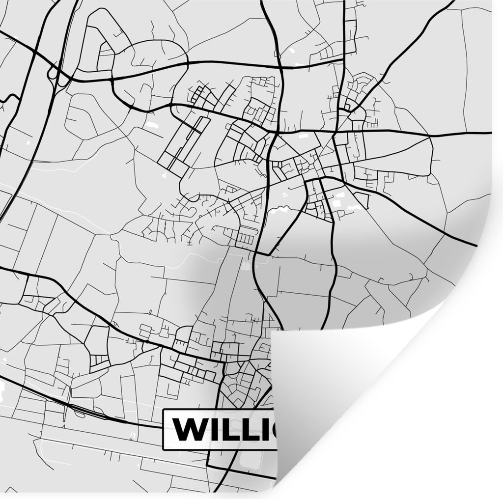 MuchoWow Wandtattoo Wandsticker Wandaufkleber Karte - Deutschland - Willich - Karte - Stadtplan 30x30 cm Selbstklebend und Repositionierbar - Rep...