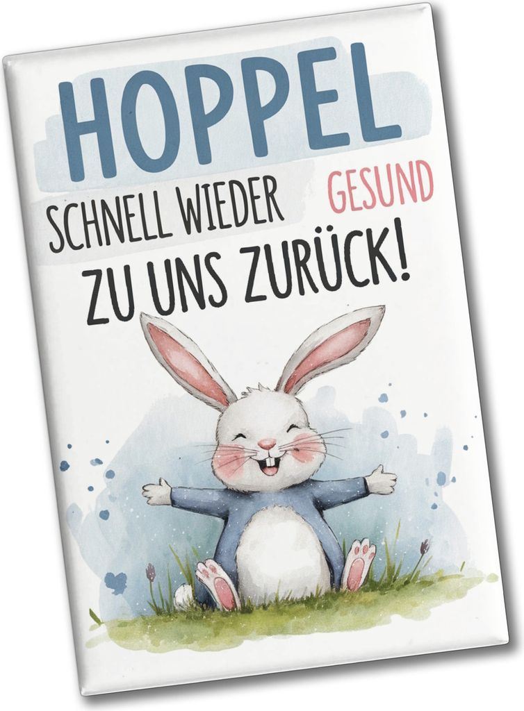 Hoppel schnell gesund zurück Souvenir Souvenir Magnet - Hase auf der Wiese
