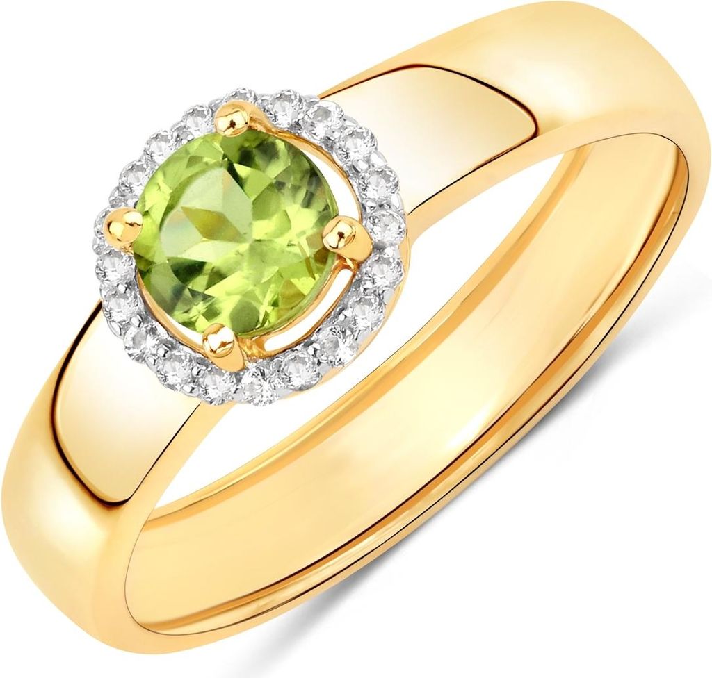 Ring Sterling Silber gelbvergoldet Peridot grün Topas weiß 50