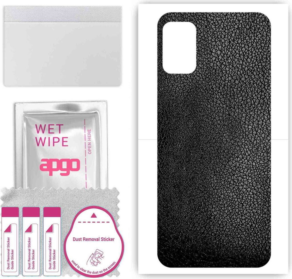 apgo Rückseite Schutzfolie, Skin, kompatibel mit Umidigi A11, Hinten Displayschutzfolie aus Vinylfolie, kratzfest, einfache Montage - Schwarzes Leder