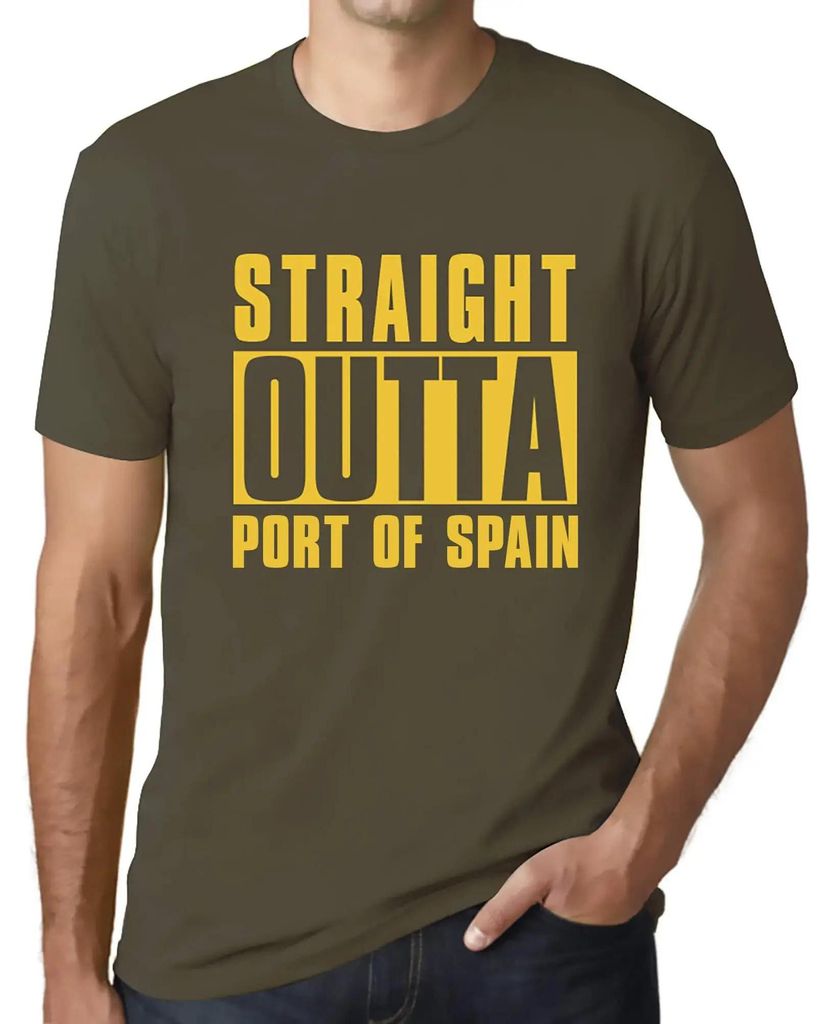 Herren Grafik T-Shirt Direkt aus dem Hafen von Spanien – Straight Outta Port Of Spain – Öko-Verantwortlich Vintage Jahrgang Kurzarm Lustige Druck