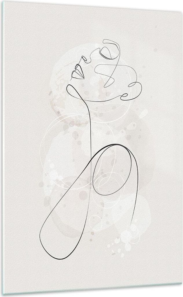 Bilder auf glas - Einteilig - Frau eins Linie - 70x100cm - Glasbilder - Wandbilder - Bilder - zum Aufhängen bereit - Wanddekoration aus Glas - Gla...
