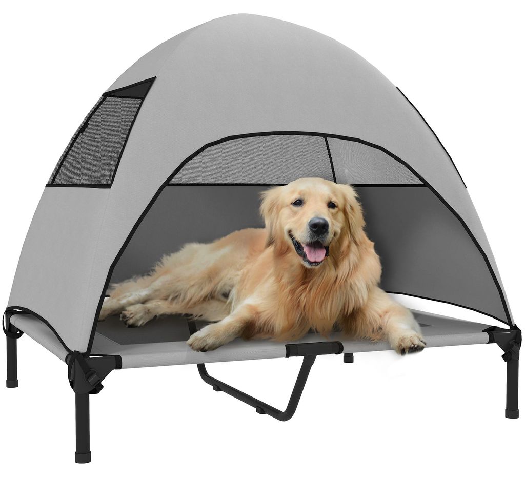 PawHut Hundeliege Outdoor mit Dach, Erhöhtes Hundebett für Produktbild 