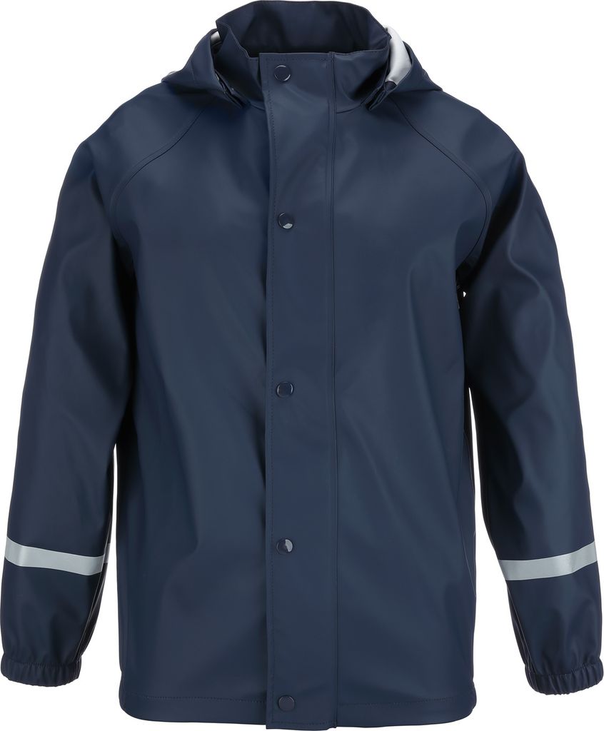modAS Uni Kinder Regenjacke - PolyurethanJacke Mädchen Jungen Kapuzenjacke Kinderjacke wasserdicht in Marine Größe 89-92