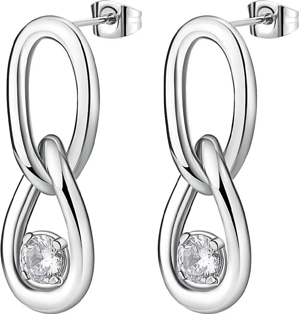 Brosway Silver Ribbon Orecchini Pendenti Acciaio 316L e Zirconi