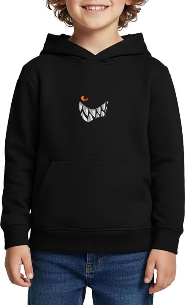 Spreadshirt Die Wilden Kerle Grinsen Kinder Premium Hoodie, 134/140 (8 Jahre), Schwarz