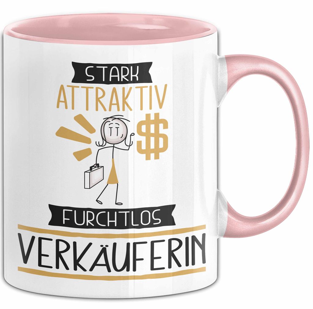 Verkäuferin Tasse Geschenk Becher Stark Attraktiv Furchtlos Verkäuferin Lustige Geschenkidee (Rosa)