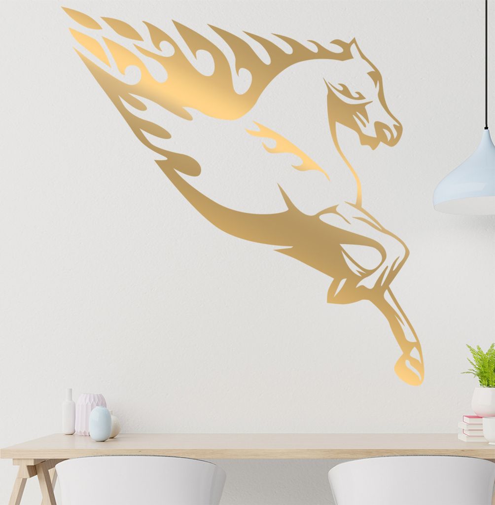 Flammen Pferd Wandtattoo in 6 Größen - Wandaufkleber Wall Sticker - Dekoration, Küche, Wohnzimmer, Schlafzimmer, Badezimmer