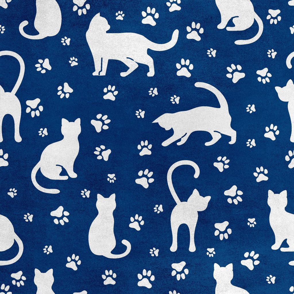 Royal Samt Stoff Polyester Zum Nähen - Motiv Katze und Pfoten
