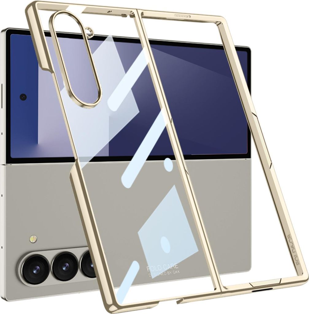 Hülle für Samsung Galaxy Z Fold 7 Schlank Luxus Überzug Transparent Schutzhülle Gold