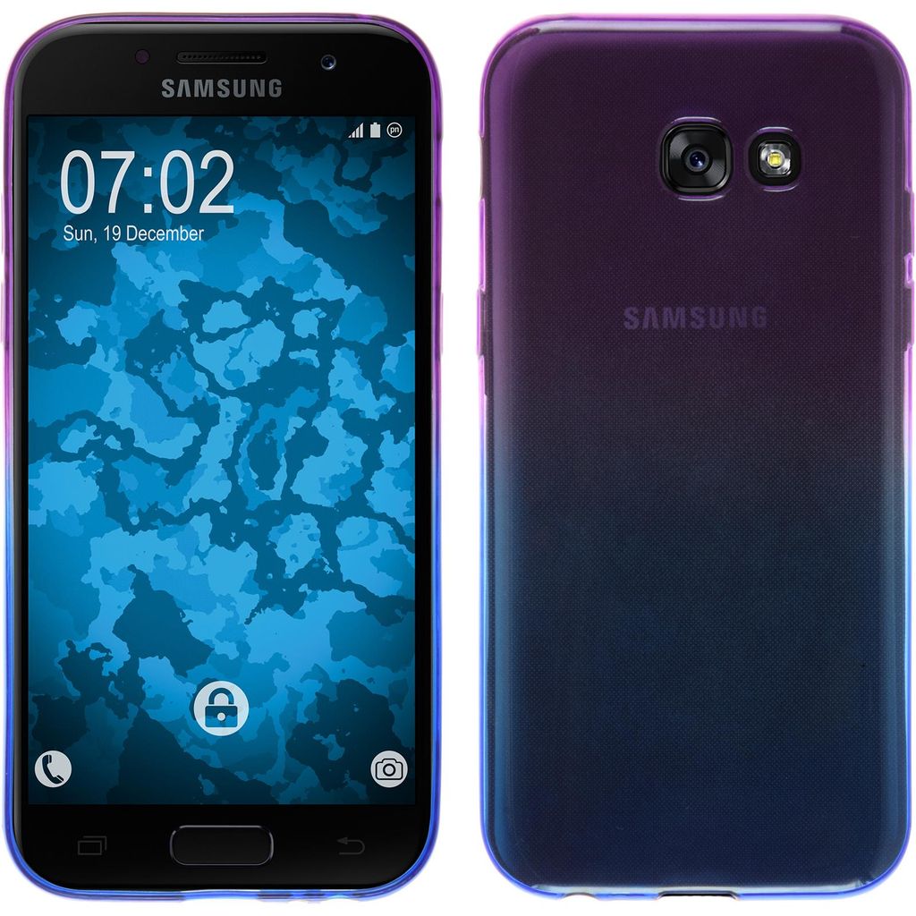 PhoneNatic Case kompatibel mit Samsung Galaxy A7 (2017) - Design:04 Silikon Hülle Ombrè + 2 Schutzfolien