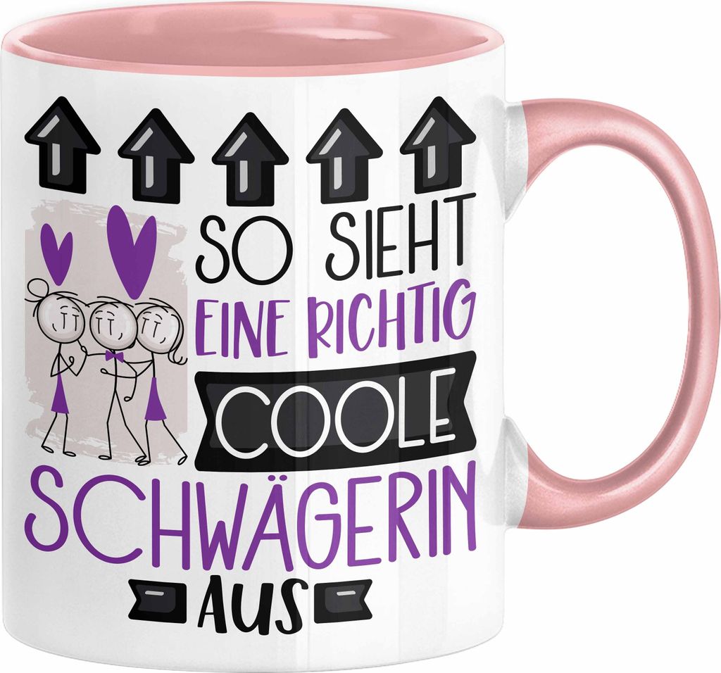 Schwägerin Geschenk Tasse Geschenkidee für Schwägerin Geburtstag Weihnachten Spruch So Sieht Eine Richtig Coole Schwägerin Aus Kaffee-Becher (R...