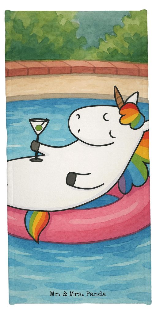 Mr. & Mrs. Panda Strandtuch Einhorn Cocktail Design - Weiß - Geschenk, Duschhandtuch, Cuba Libre, Freundin, Handtuch, Geburtstag, Badehandtuch, Sp...