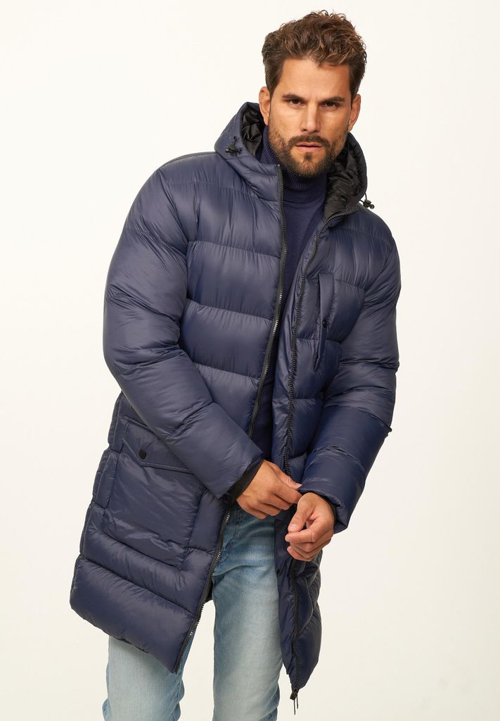 SOULSTAR Herren Parka mit Kapuze als Winterjacke - Langer Steppmantel Herren warme Pufferjacke Steppjacke - Leichter Wintermantel