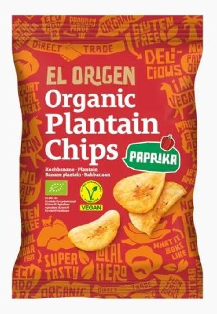 CHIPSY Z PLANTANA PAPRYKOWE BEZGLUTENOWE BIO 80 g - EL ORIGEN