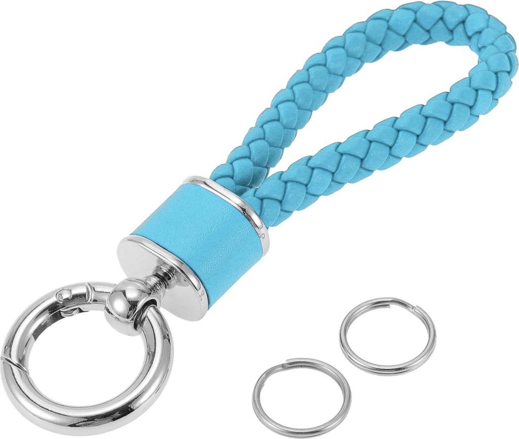 Autoschlüsselanhänger Universal Schlüsselanhänger mit Ring für Schlüsselanhänger für Zuhause für Frauen Kunstleder Blau Silberton