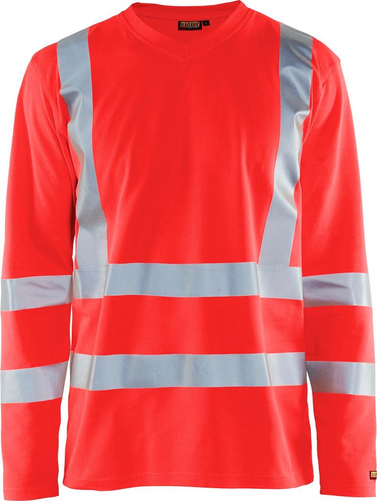 Blakläder High Vis Langarm Shirt 3381 1070 in zwei Farben, Farbe:High Vis Rot, Größe:S