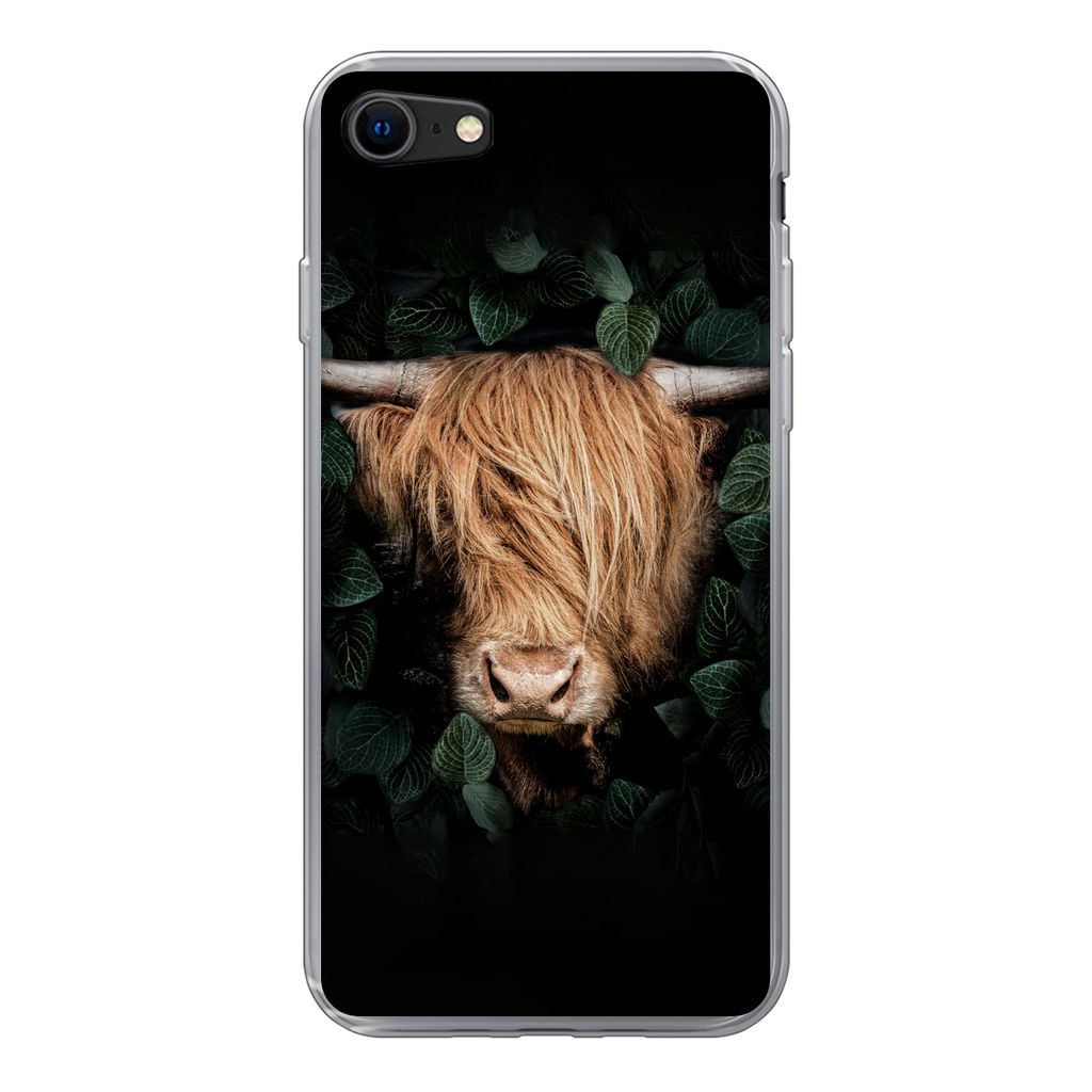 MuchoWow Handyhülle Schutzhülle Hülle für iPhone 7 Schottische Highlander - Tier - Flora Silikon Softcase Handy Hülle - Kartenhalter