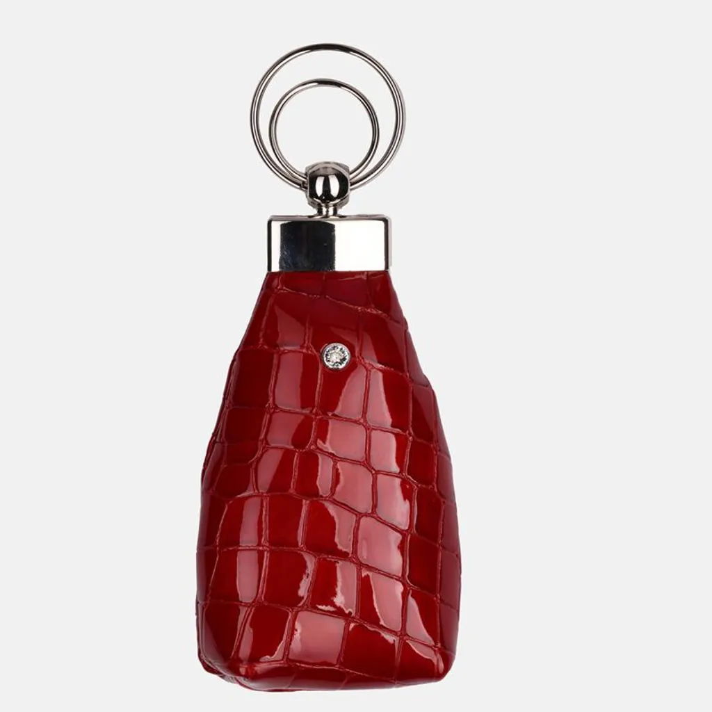 Étui à Clés Cuir Crocodile Rouge Laqué - Finition Vernie de Prestige