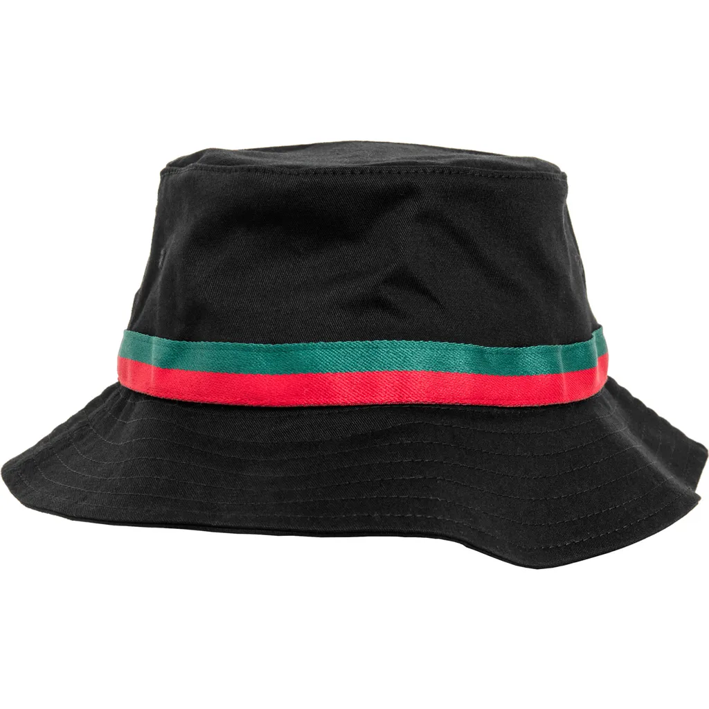 Flexfit FX5003S Stripe Bucket Hat Black Fire Red Green - Taille Unique