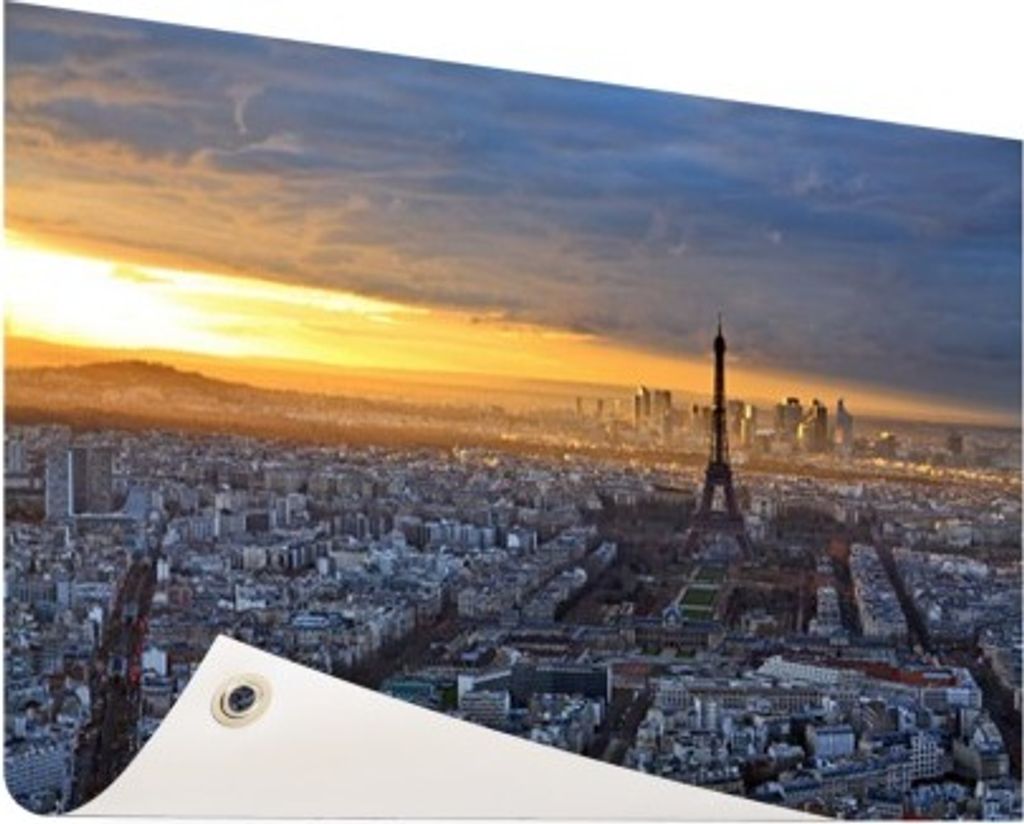 MuchoWow 60x40 cm Outdoor-Poster Gartendeko Sichtschutz Garten Poster für den Garten Paris - Skyline - Sonne