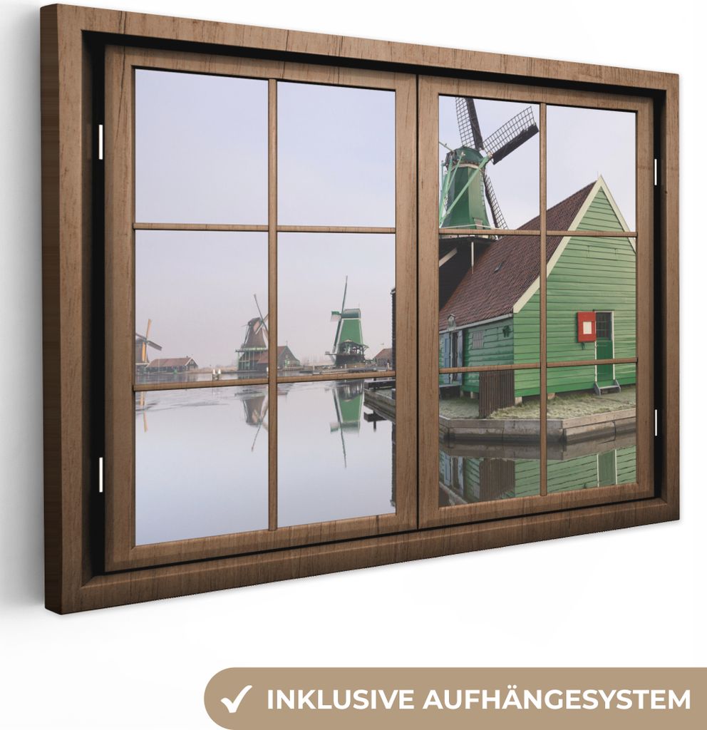 OneMillionCanvasses - Leinwandbilder - 150x100 cm, Aussicht - Mühle - Wasser, Wandbilder Kunstdruck Wanddekoration
