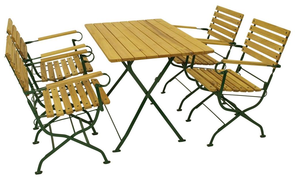 Garnitur 5-teilig 202 x 83 x 202 cm Stahl Robinienholz Grün Natur
